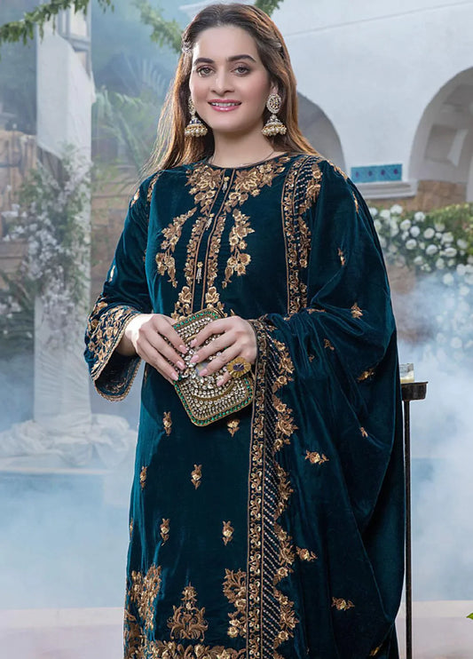 MP404-Embroidered Velvet Three piece With Velvet Shawl Winter Collection Rs.8,500.00 Rs.6,500.00