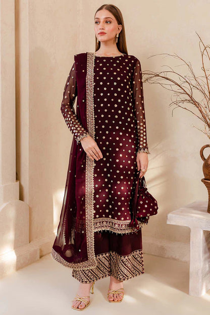 MP1104 - Winter Unstitched 3PCs Embroidered Velvet Dress With Embroidered Organza Dupatta