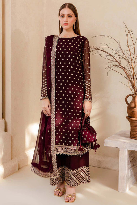 MP1104 - Winter Unstitched 3PCs Embroidered Velvet Dress With Embroidered Organza Dupatta