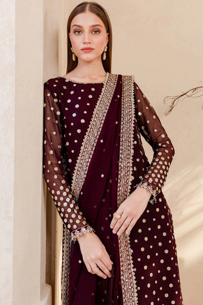 MP1104 - Winter Unstitched 3PCs Embroidered Velvet Dress With Embroidered Organza Dupatta