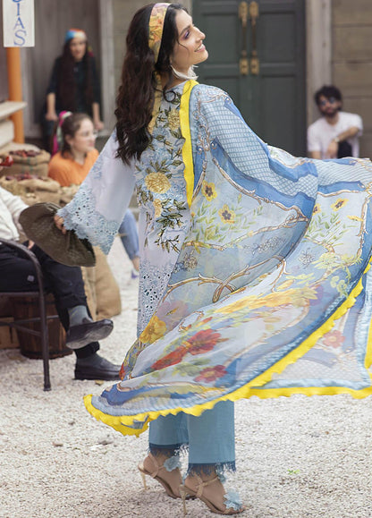 MP713-SUMMER MUSHQ 3PC EMBROIDERED LAWN SUIT WITH PRINTED SILK DUPATTA