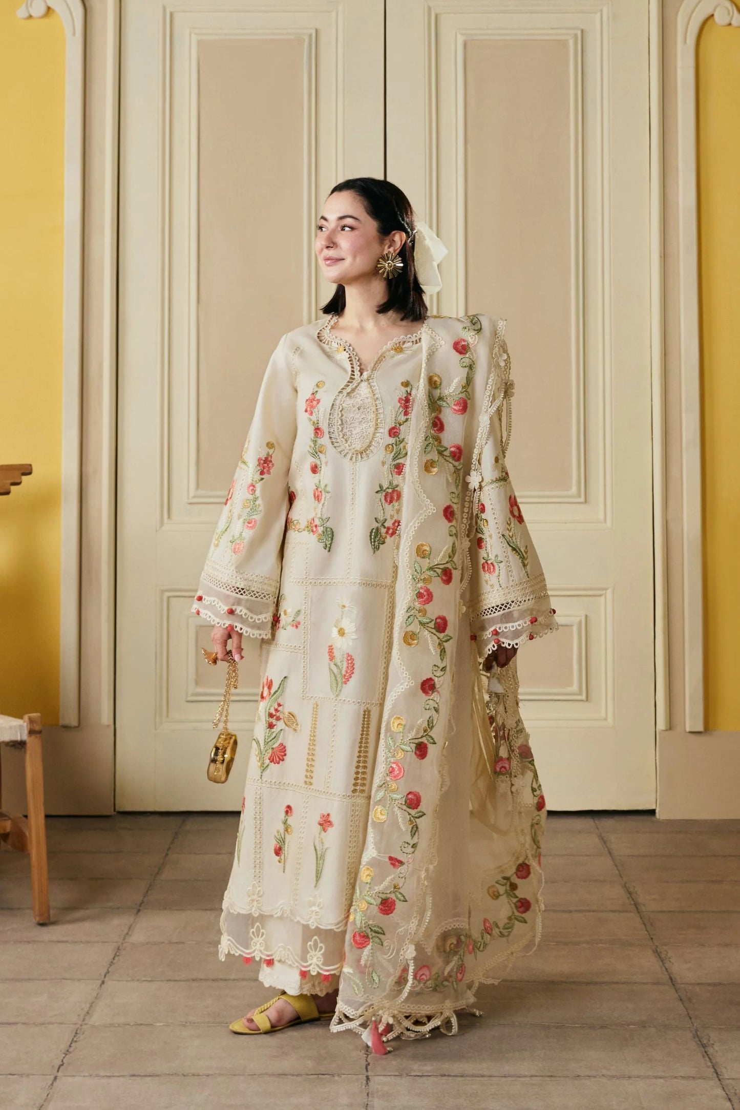 MP1219 - Hala -Summer 3pc Suit Embroidered Lawn