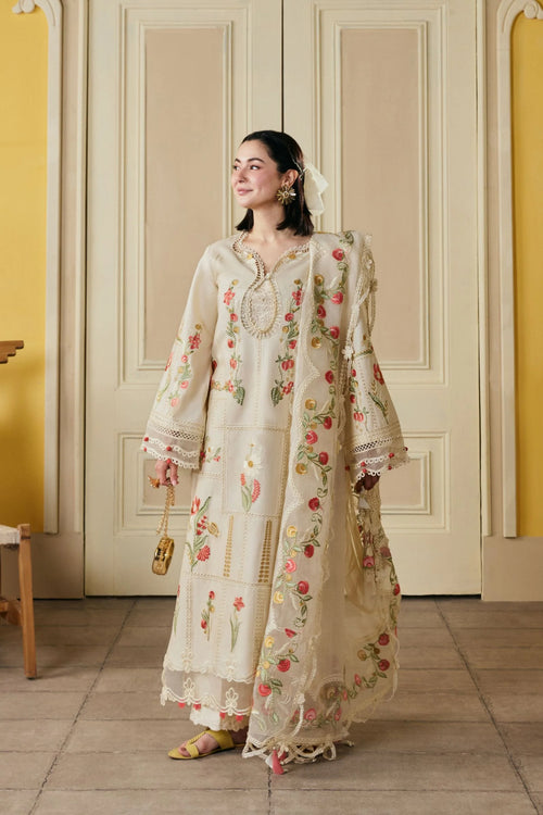 MP1219 - Hala -Summer 3pc Suit Embroidered Lawn