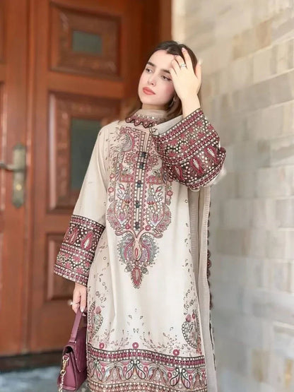 MP1274-Maria .B. - Summer 3PC Lawn Chickenkari Embroidered Suit