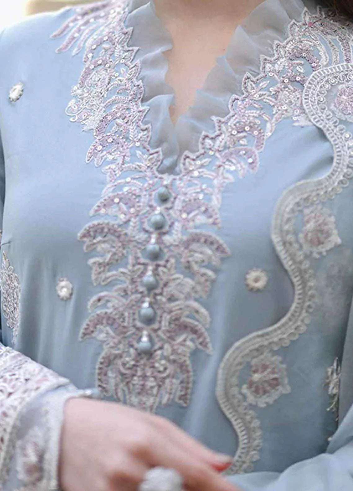 MP1037 - QALAMKAR 3PC Lawn Embroidered Suit