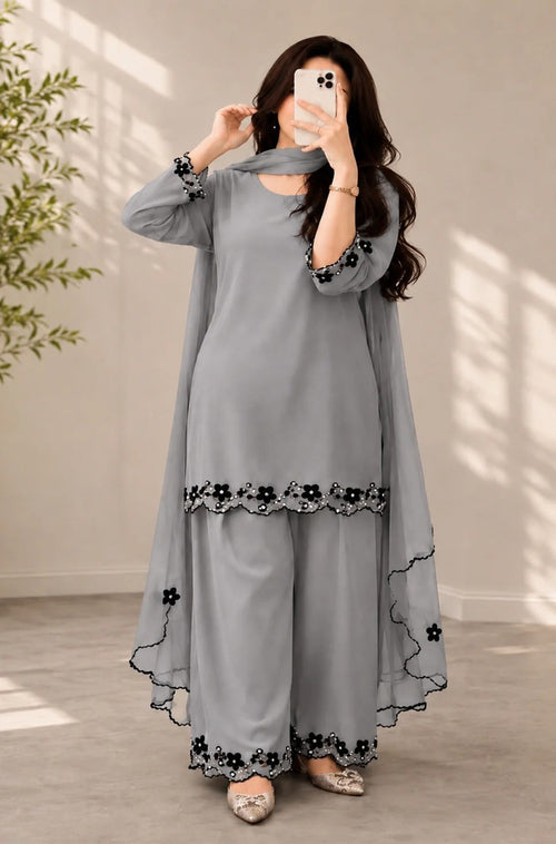 MP1355 - Bunaai - Winter-3PC Shamooz Silk Embroidered Suit