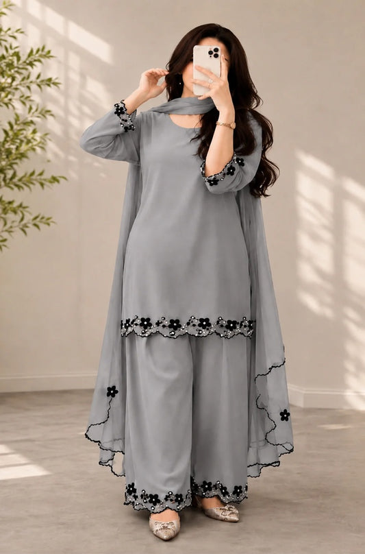 MP1355 - Bunaai - Winter-3PC Shamooz Silk Embroidered Suit