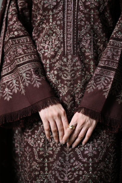 MP1345 - ZAIB - Winter 3PC Dhanak Embroidered Suit