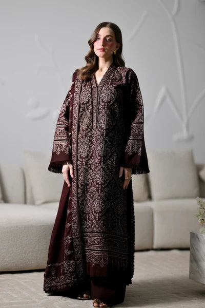 MP1345 - ZAIB - Winter 3PC Dhanak Embroidered Suit