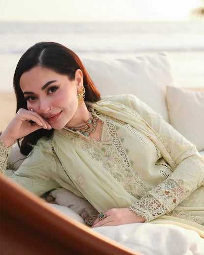 MP1313 Summer -3PC LAWN CHIKANKARI EMB SHIRT WITH CHIFFON EMB DUPATTA