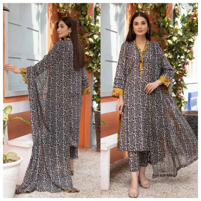 MP278-3 Piece Unstitched Digital Printed Airjet Lawn Suit